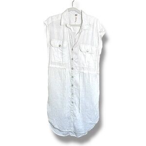 Free People Meet me Halfway White Linen Tunic Shirt Dress Size Small